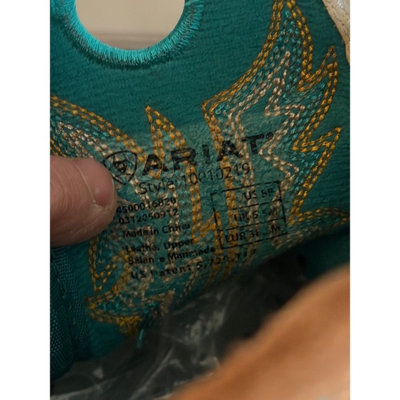 Ariat Fatbaby Brown‎ Turquoise Stitch Square Toe Western Cowboy Boot Women 7.5/8 - Picture 8 of 8